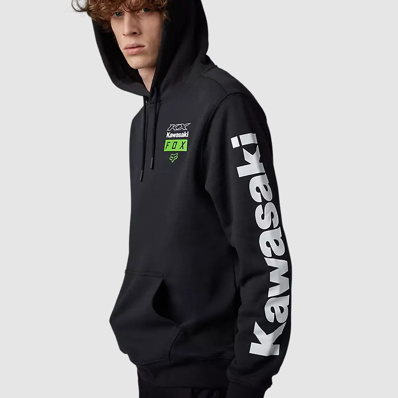 Poleron Lifestyle Canguro Kawasaki Negro Fox - Rideshop