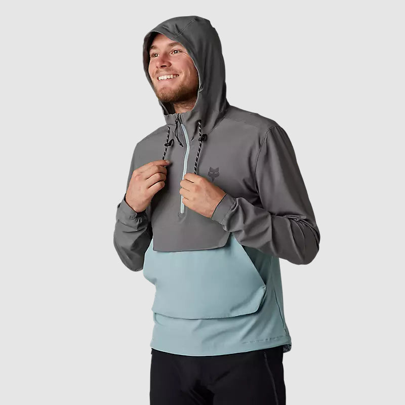 FOX Chaqueta Cortavientos Bicicleta Ranger Gris/Celeste - Rideshop