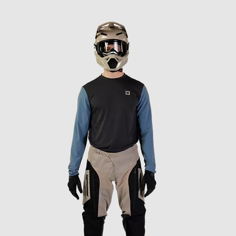 Polera Moto Ranger Off Road Manga Larga Negro/Azul Fox - Rideshop