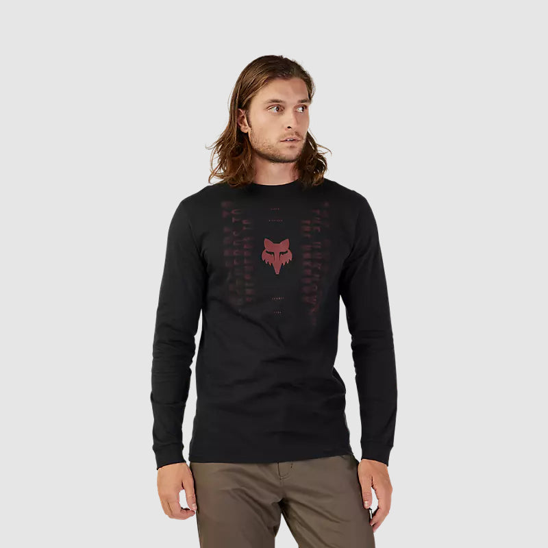 Polera Lifestyle Faded Out Premium Manga Larga Negro Fox - Rideshop