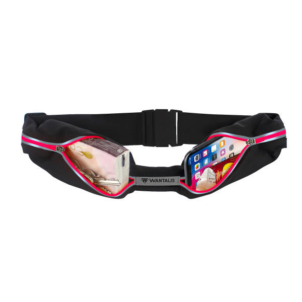 Wantalis Cinturón de Running 2 Bolsillo Negro / Fucsia - Rideshop