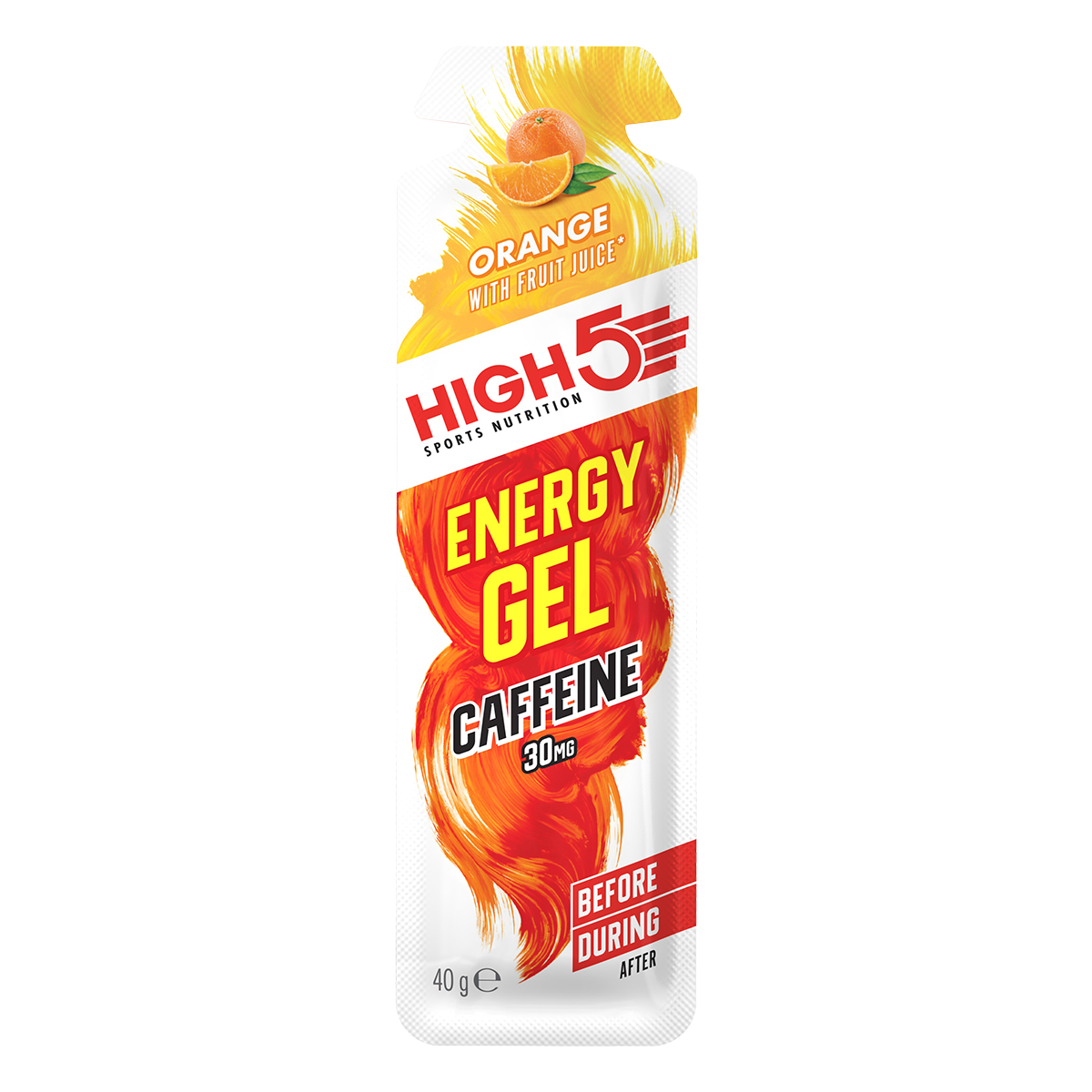 High 5 EnergyGel Caffeine (30mg) Orange - Rideshop