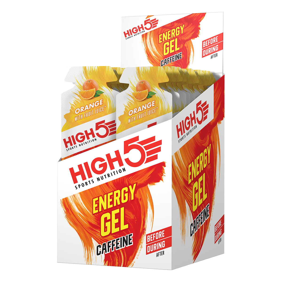 High 5 EnergyGel Caffeine (30mg) Orange - Rideshop