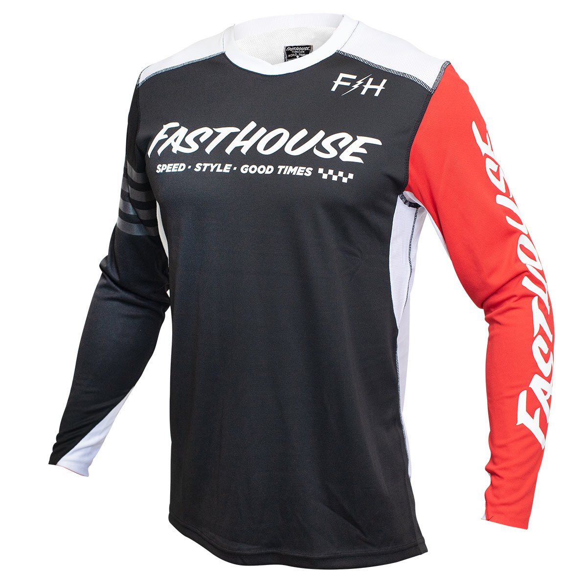 Polera Moto Raven Black/Red FastHouse - Rideshop