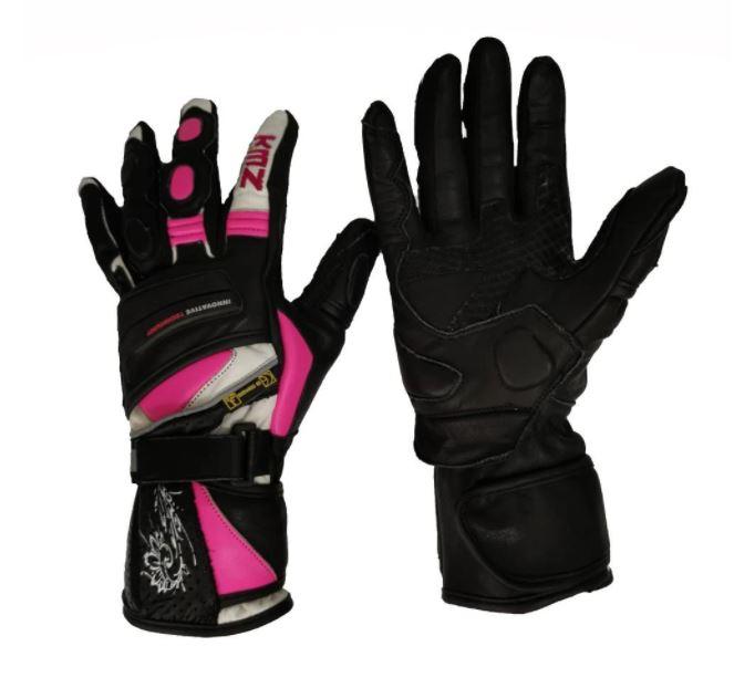 KMZ Guantes Moto Mujer Jordania II Negro/Blanco/Rosado - Rideshop