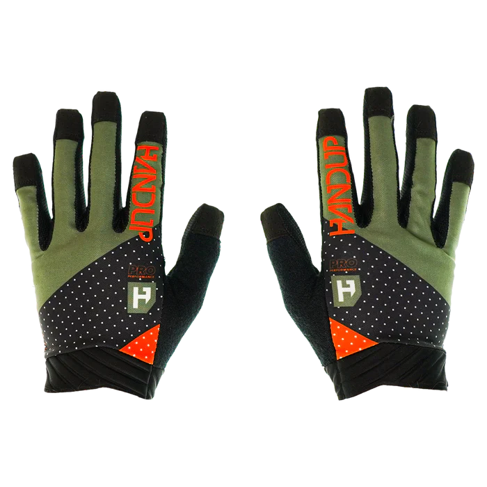 Guante Handup PRO RACE OLIVE/ORANGE - Rideshop