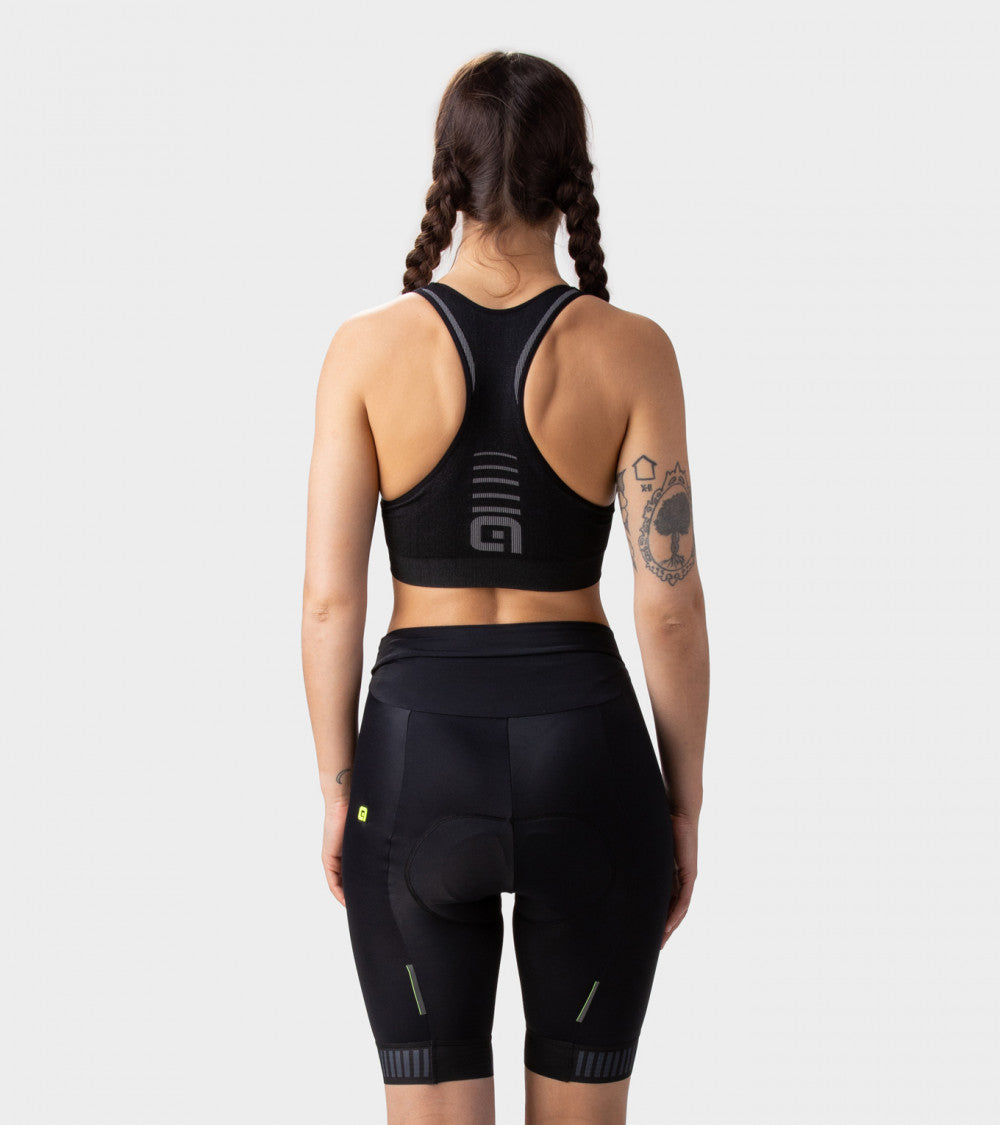 Ale Shorts Solid Traguardo Neg/Bco Mujer - Rideshop