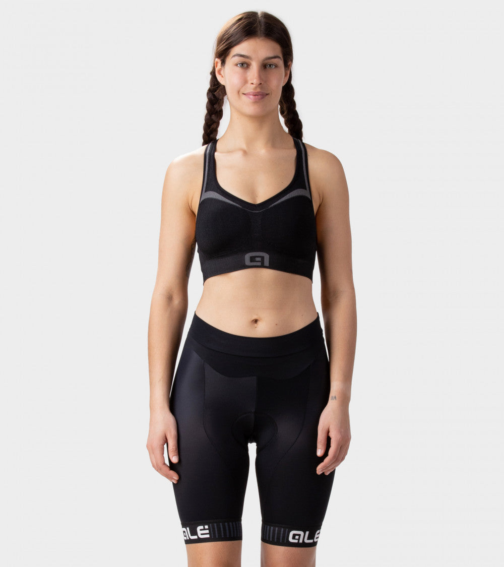 Ale Shorts Solid Traguardo Neg/Bco Mujer - Rideshop