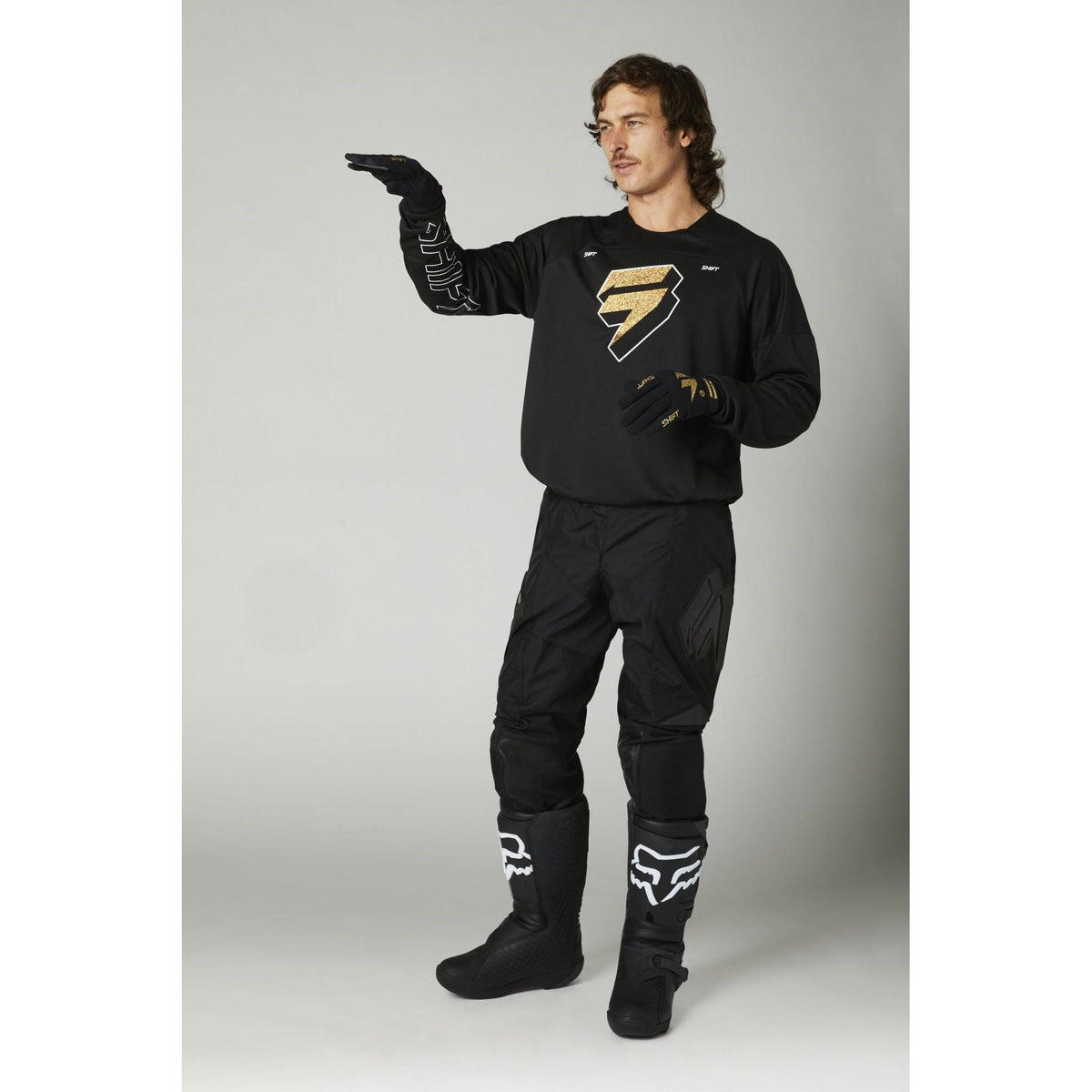 Polera Moto Whit3 Label Blak Negro/Dorado Shift - Rideshop