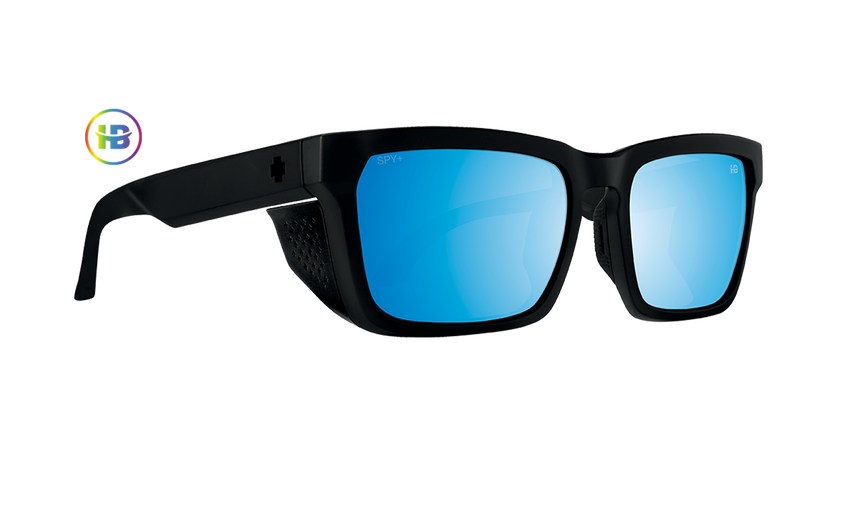 SPY Logan Sunglasses - Matte Black Frame With Polar Ice Blue Mirror Lenses