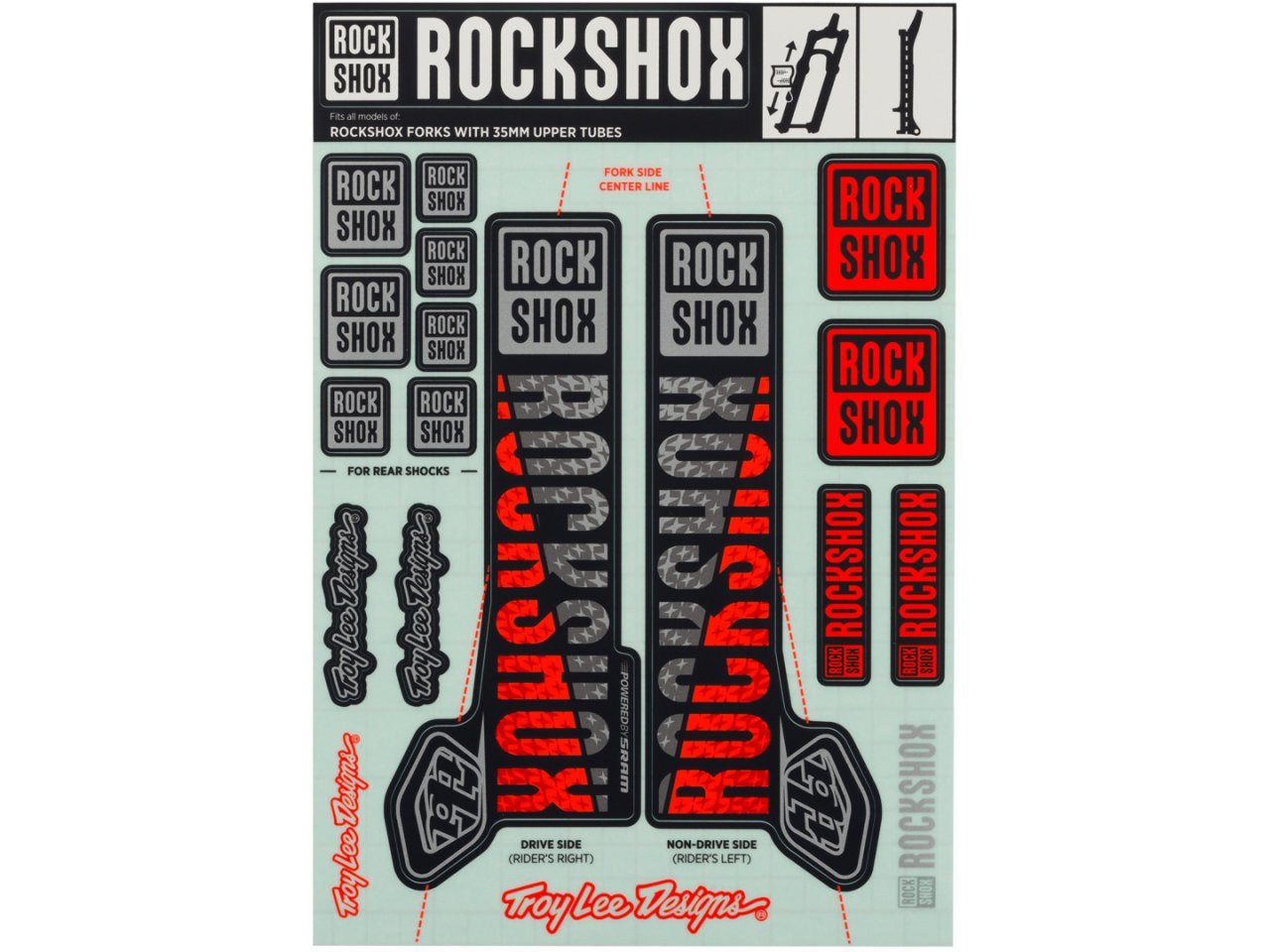 STÖCKLIStormrider88 168、G3ION12、クランポンシール RockShox Kit Stickers Rs Troy Lee 35Mm Plat/Nar