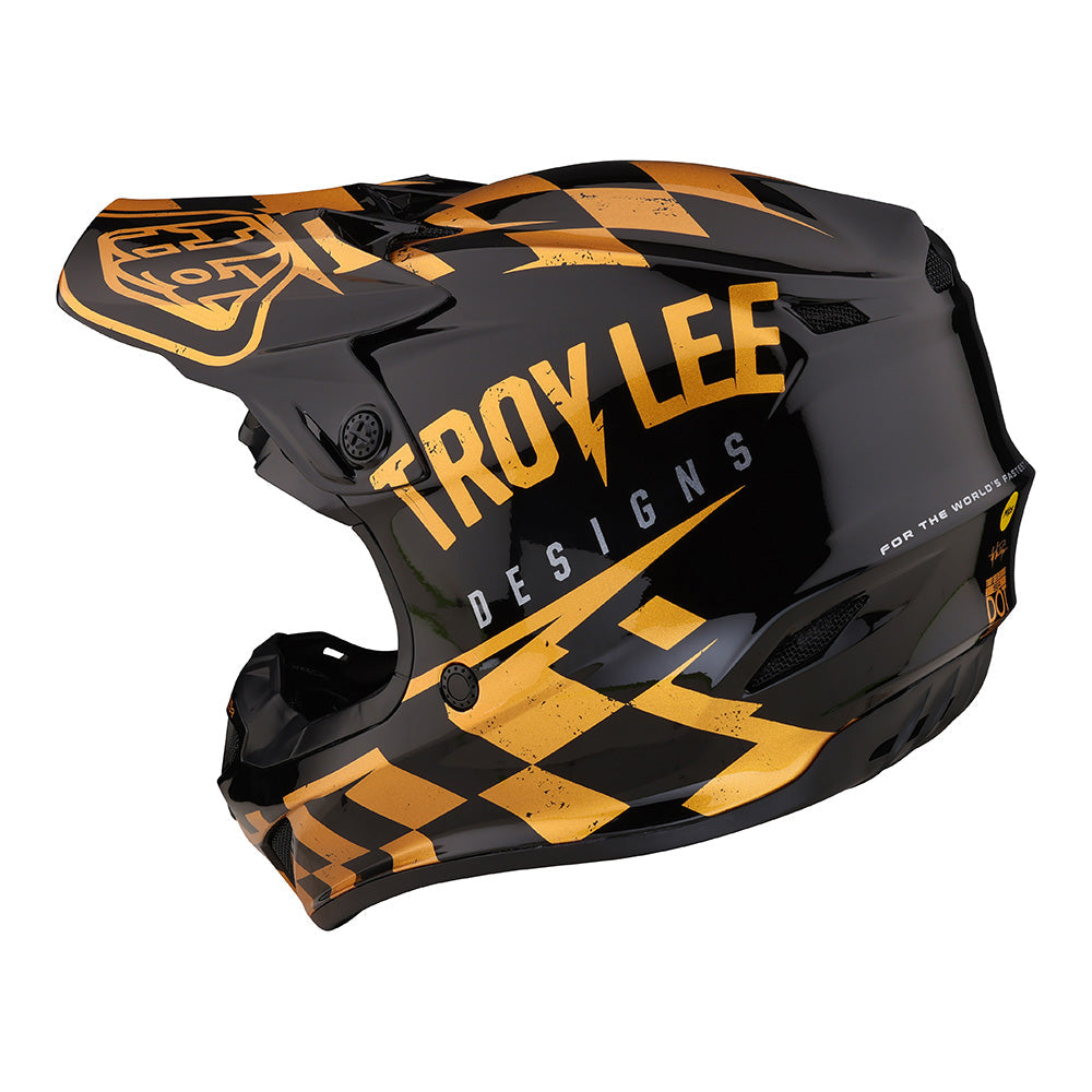 Troy Lee Designs Casco De Moto Para Niño SE4 Polyacrylite Race Shop Negro / Dorado - Rideshop