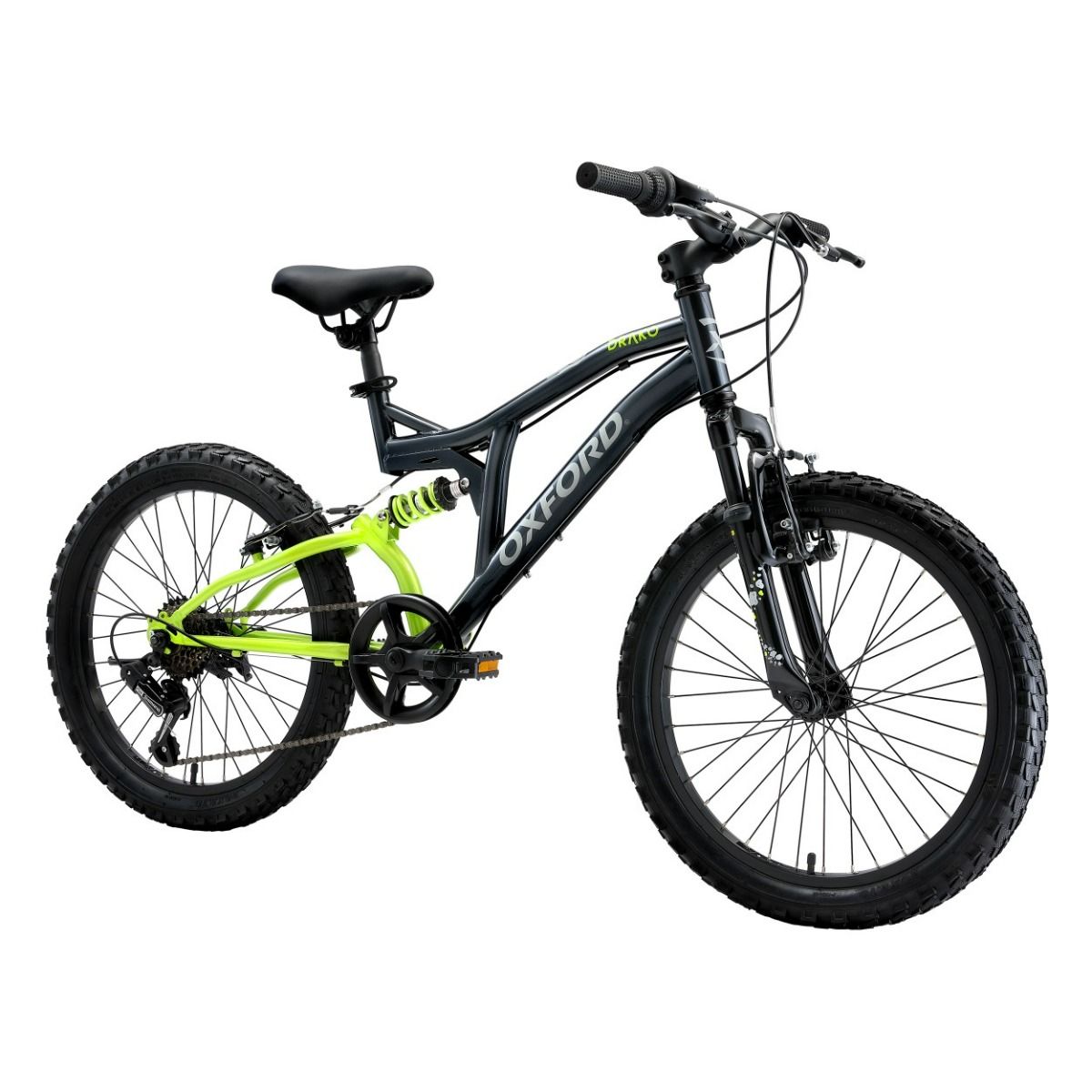 Oxford Bicicleta Infantil Drako Doble Suspensión Aro 20 Negro/Verde - Rideshop