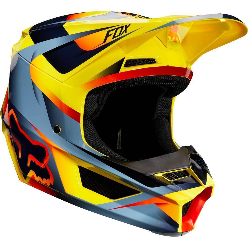 Casco Moto V1 Motif Amarillo Fox Racing.