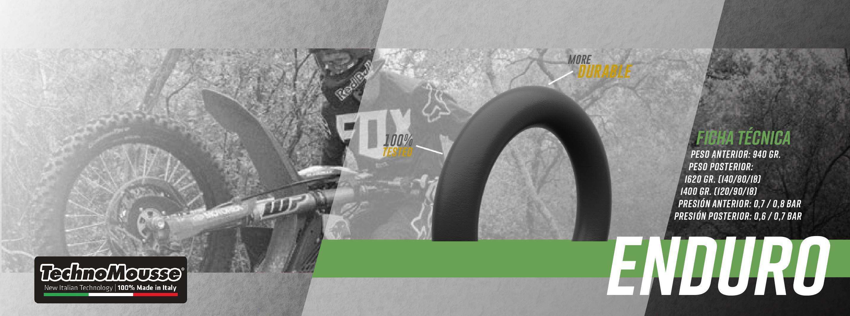 Mousse Enduro Trasero 120/90-18 Negro TechnoMousse-Rideshop
