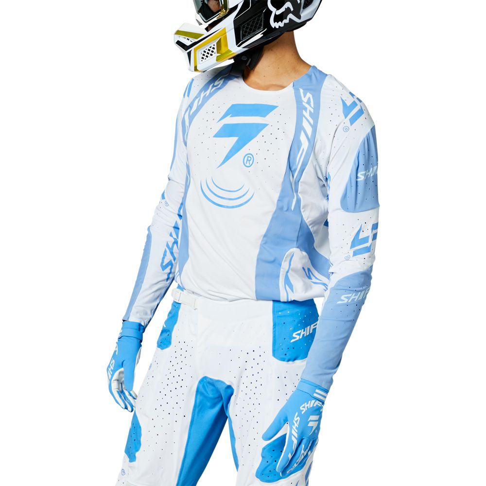 Shift Polera Moto Blue Label Nirvana Blanco/Azul - Rideshop