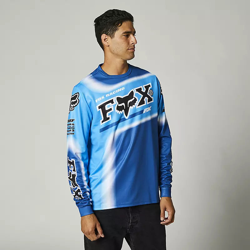 Polera Lifestyle Manga Larga Powerband Azul Fox Racing