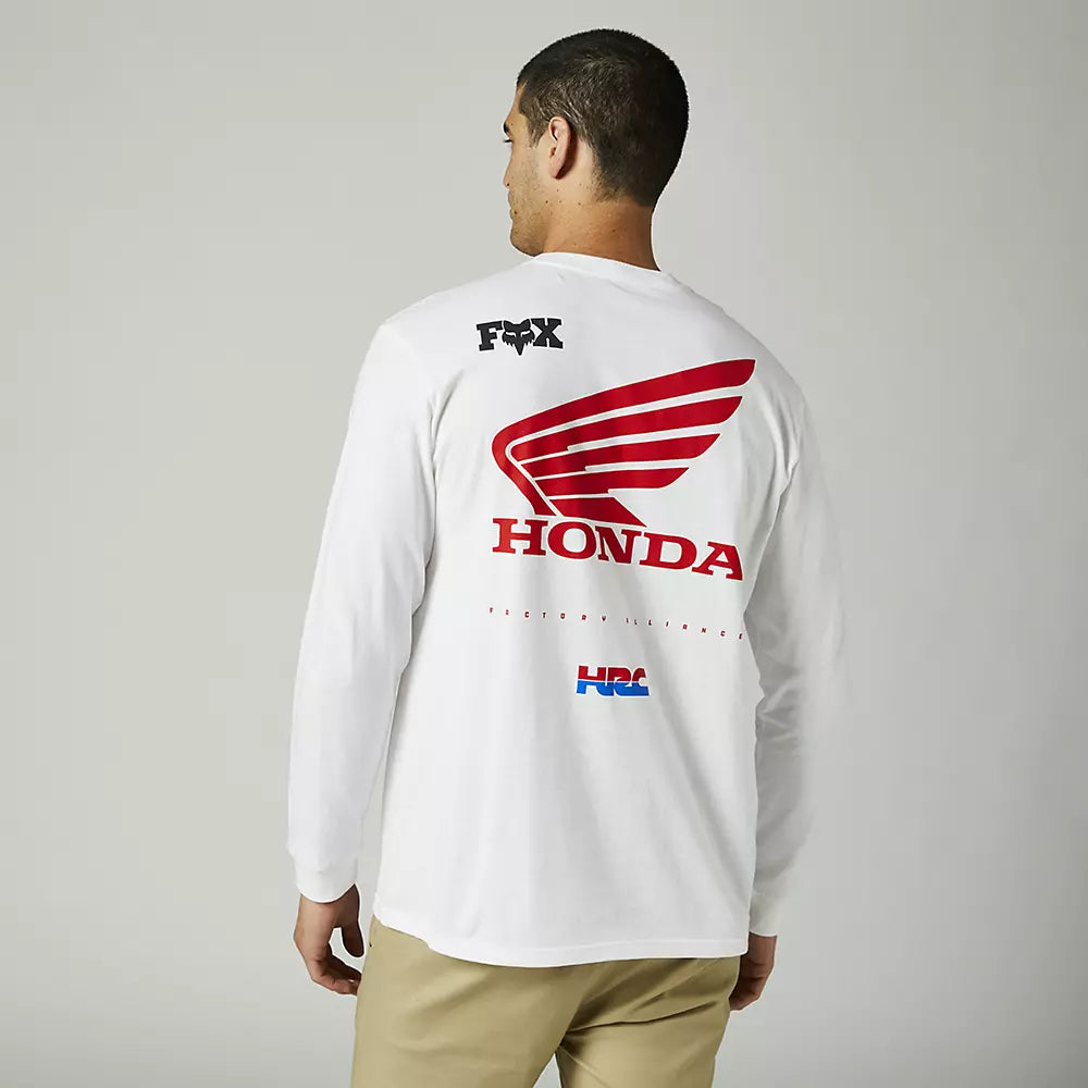 FOX Polera Lifestyle Honda Wing Premium Manga Larga Blanco - Rideshop