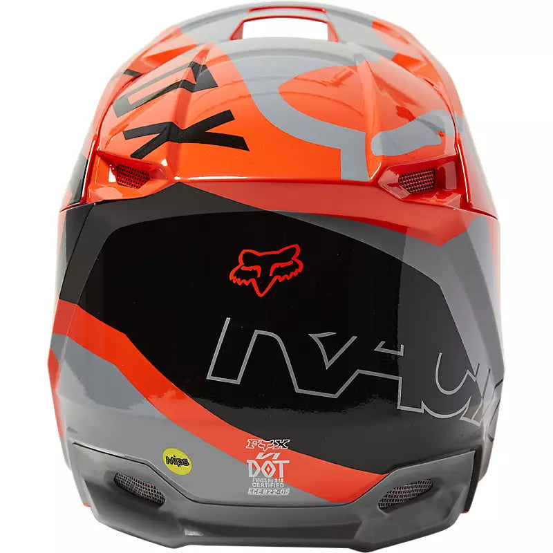 FOX Casco Moto Niño V1 Skew Naranjo - Rideshop
