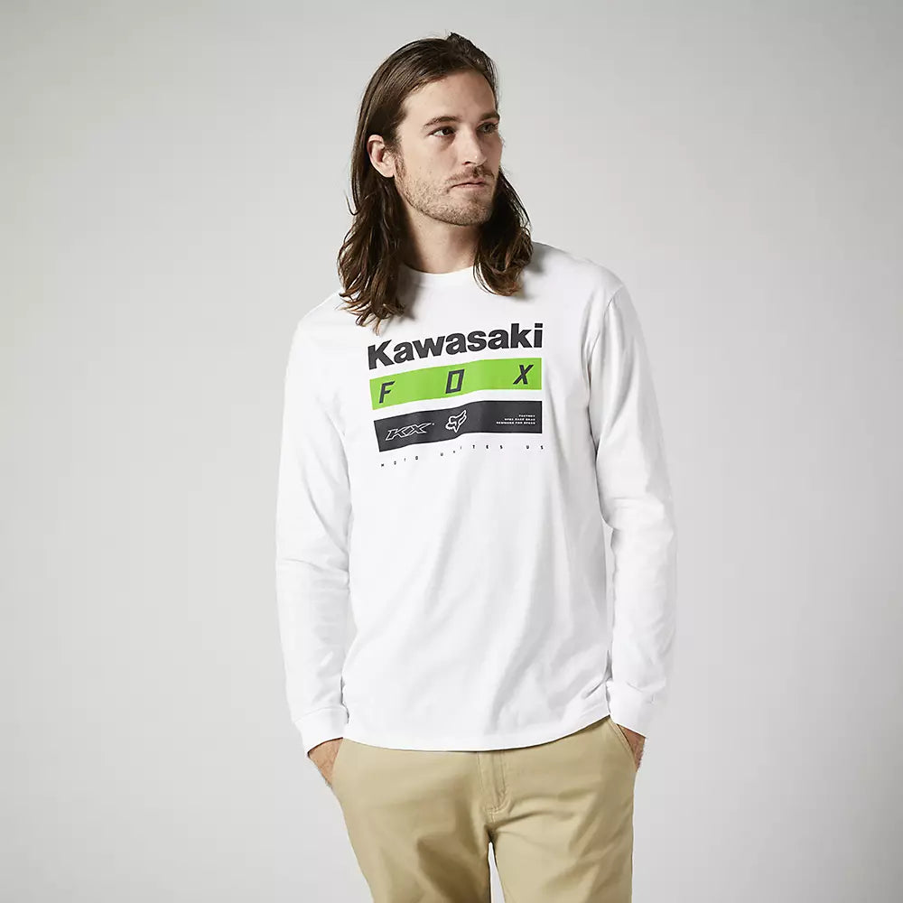 FOX Polera Lifestyle Kawasaki Stripes Premium Manga Larga Blanco - Rideshop