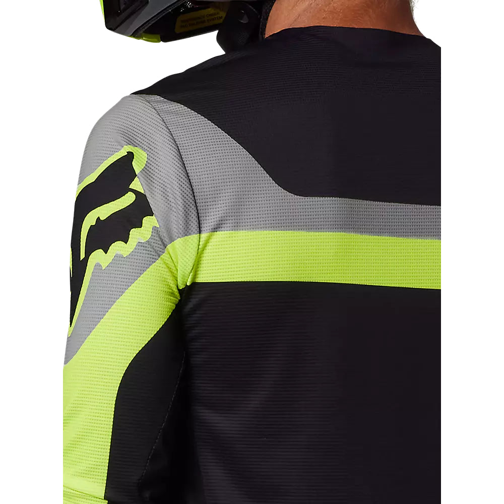 FOX Polera Moto Flexair Efekt Negro/Amarillo/Gris - Rideshop