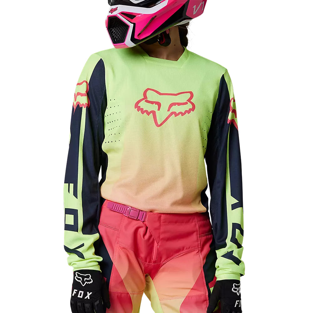 FOX Polera Moto Mujer 180 Leed Rosado/Amarillo - Rideshop
