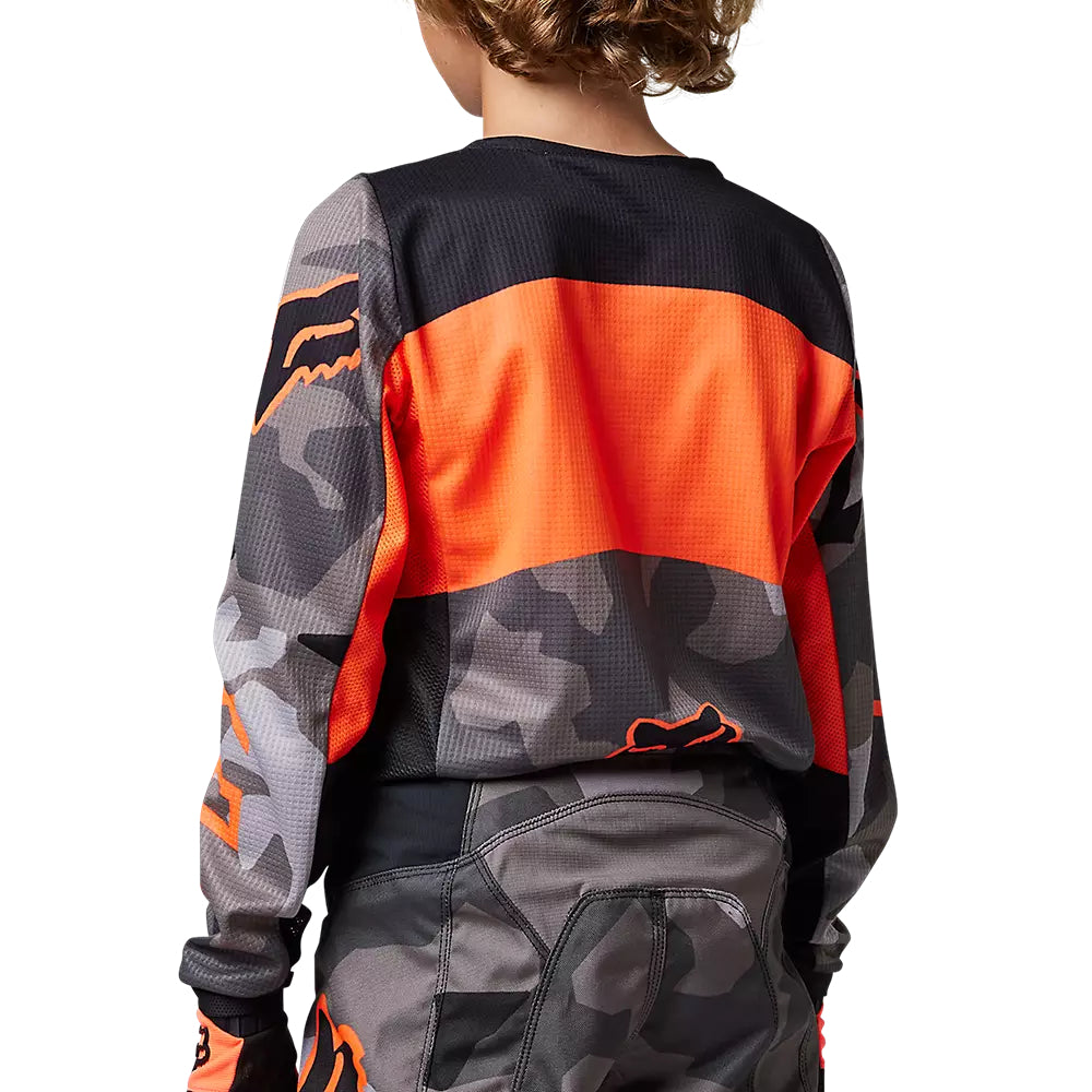 FOX Polera Moto Niño 180 BKNR Camo Gris/Naranjo - Rideshop