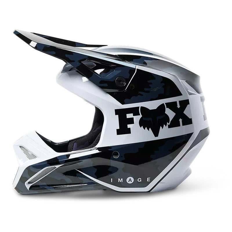 Casco Moto V1 Nuklr Negro/Blanco Fox - Rideshop