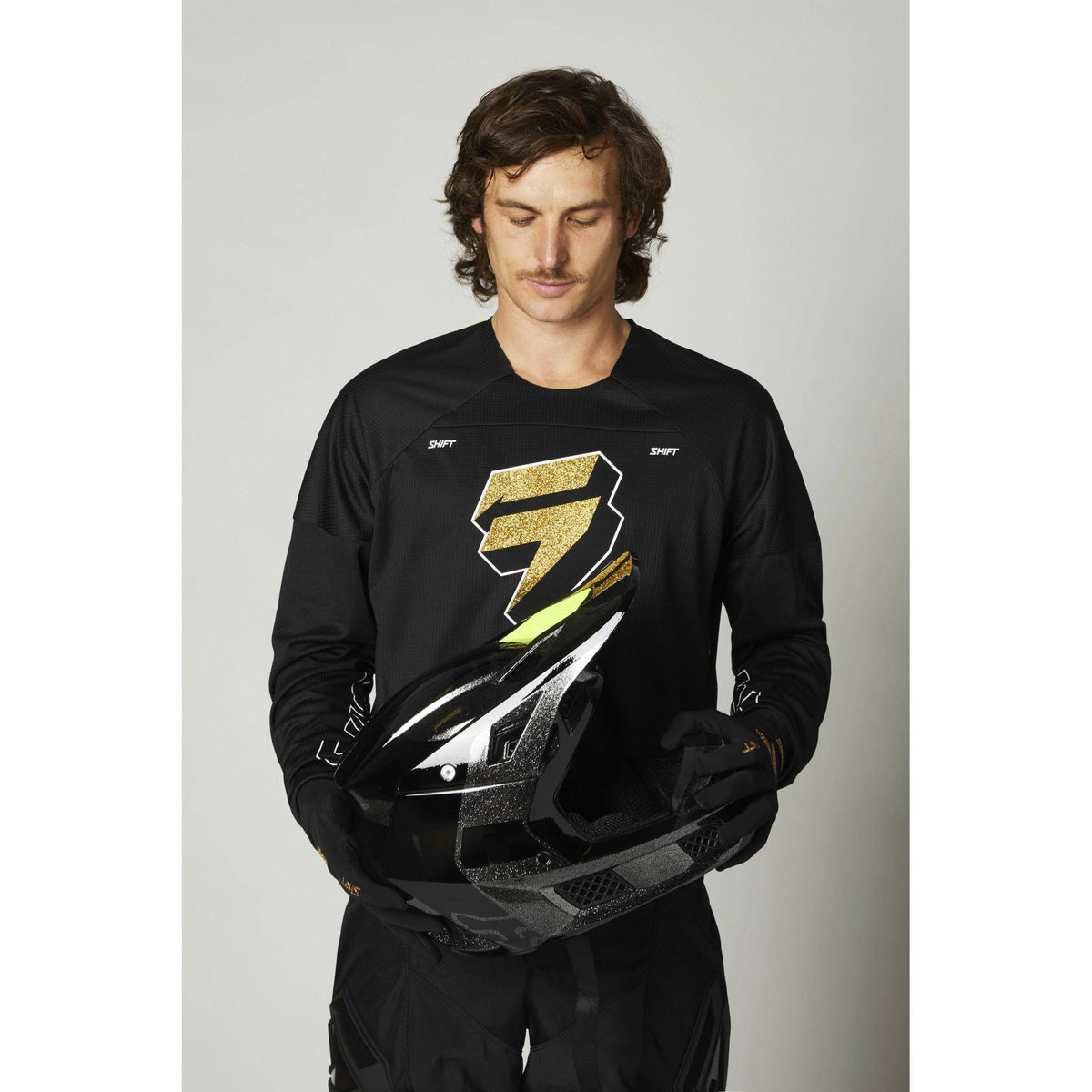 Polera Moto Whit3 Label Blak Negro/Dorado Shift - Rideshop