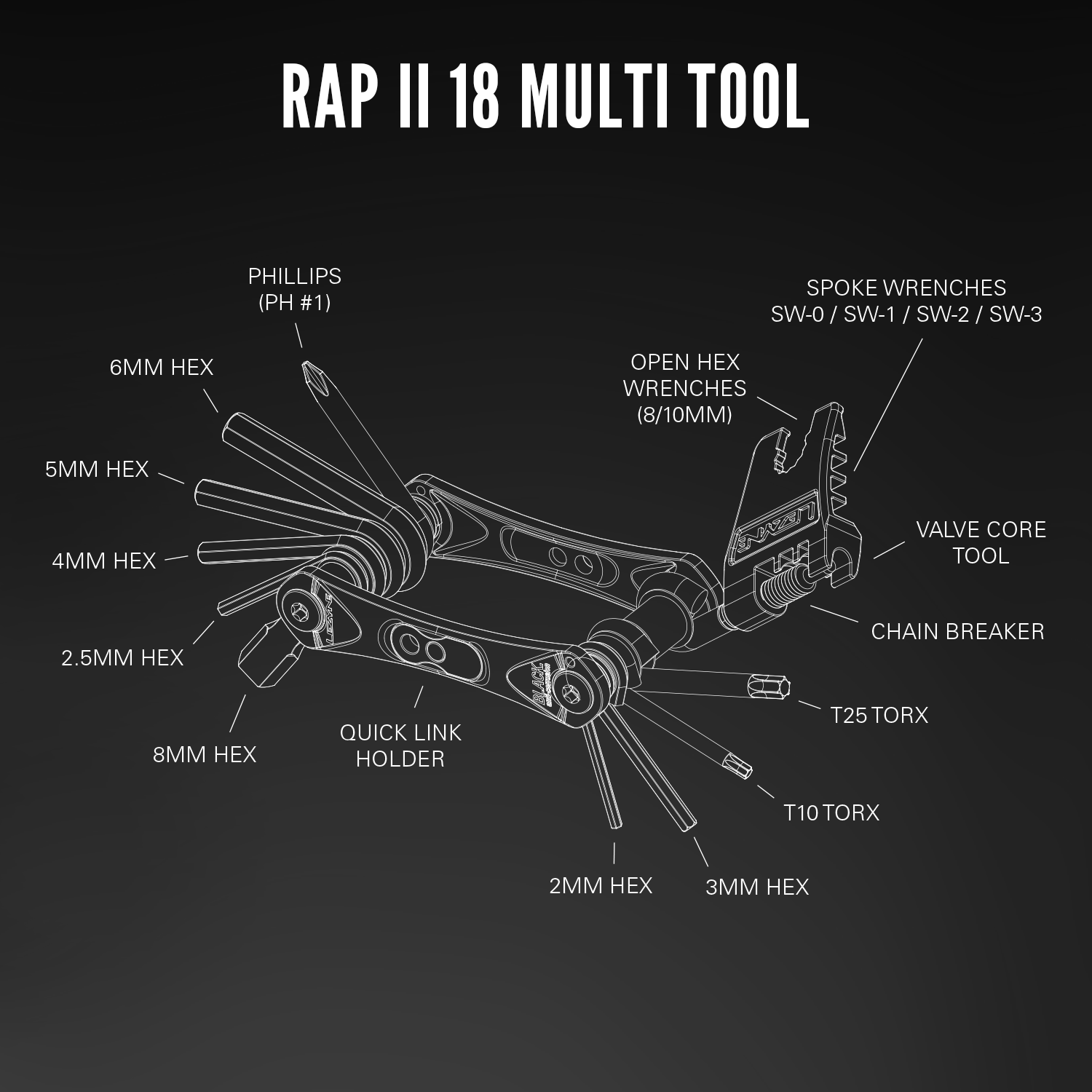 Lezyne Herramienta Rap Ii 18 Multi Tool Black - Rideshop