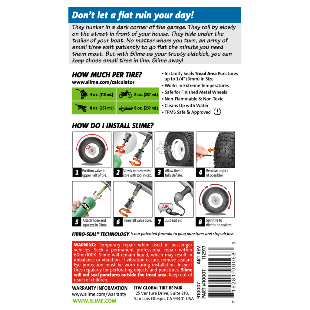 Sellador Tubular 8 OZ Slime-Rideshop