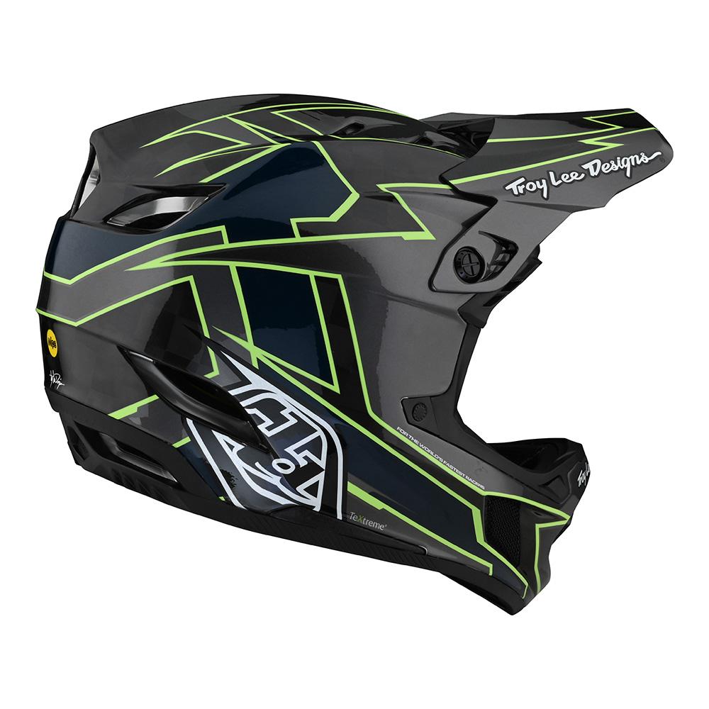 Casco D4 Carbon Graph Grey/Green Mips Troy Lee Designs - Rideshop