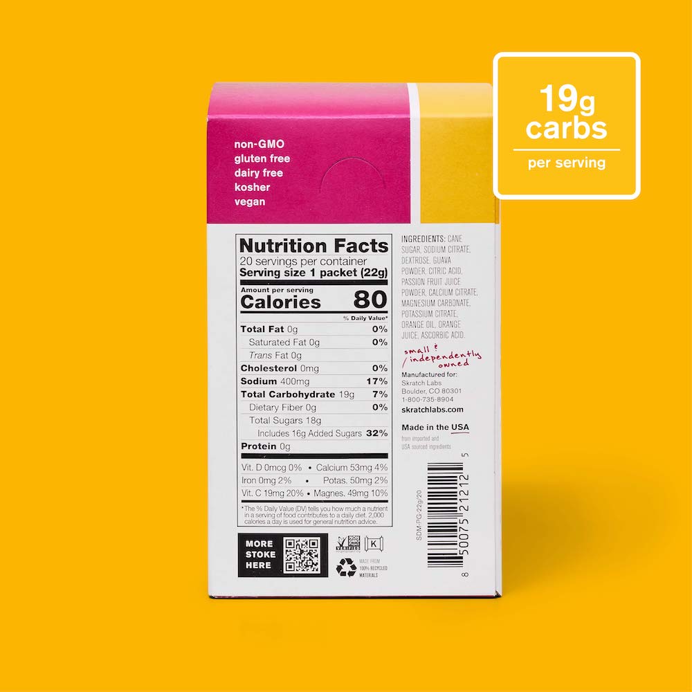 Skratch Labs Hydration Sport Drink Mix Maracuyá, Naranja y Guayaba – Caja 20 Sobres de 22 g - imagen 2