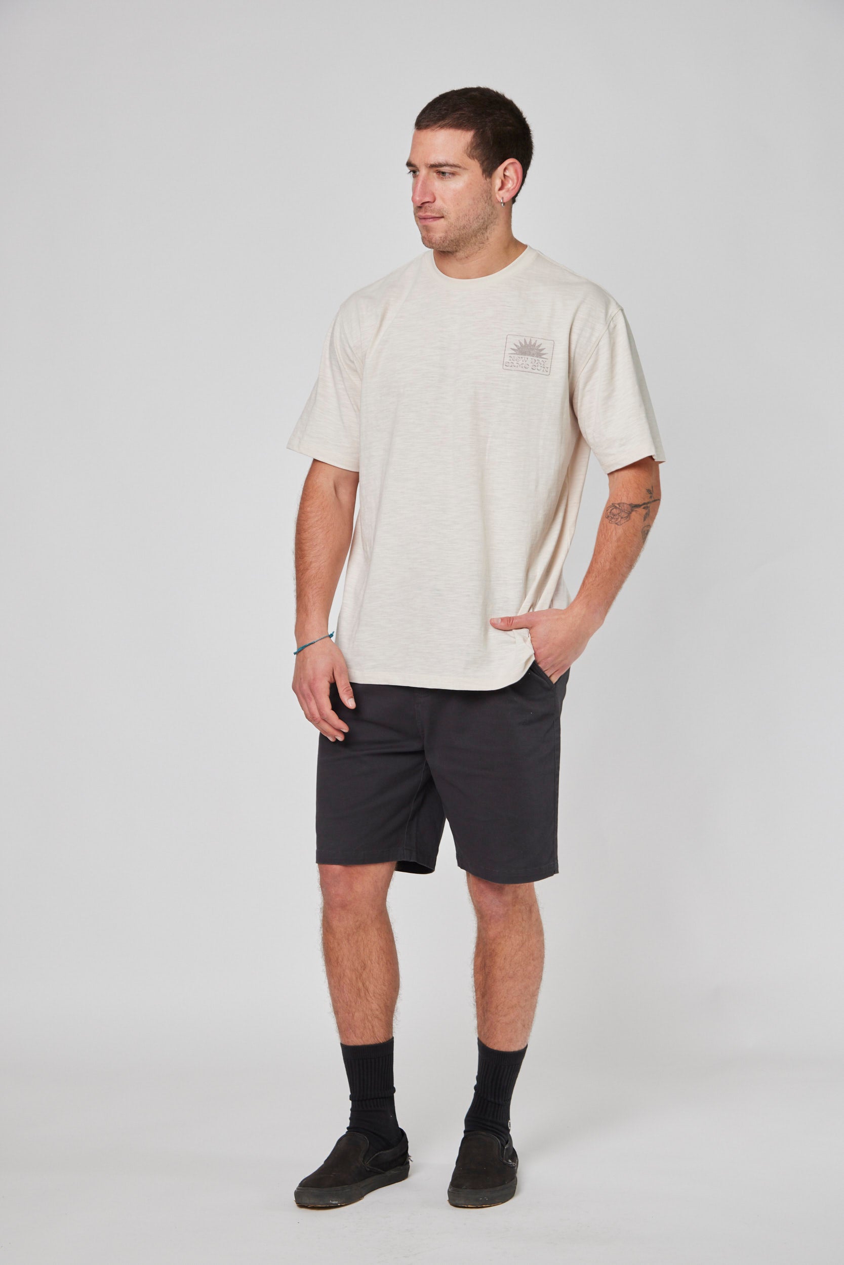 Polera Blanca Hombre Manga Corta Sunday