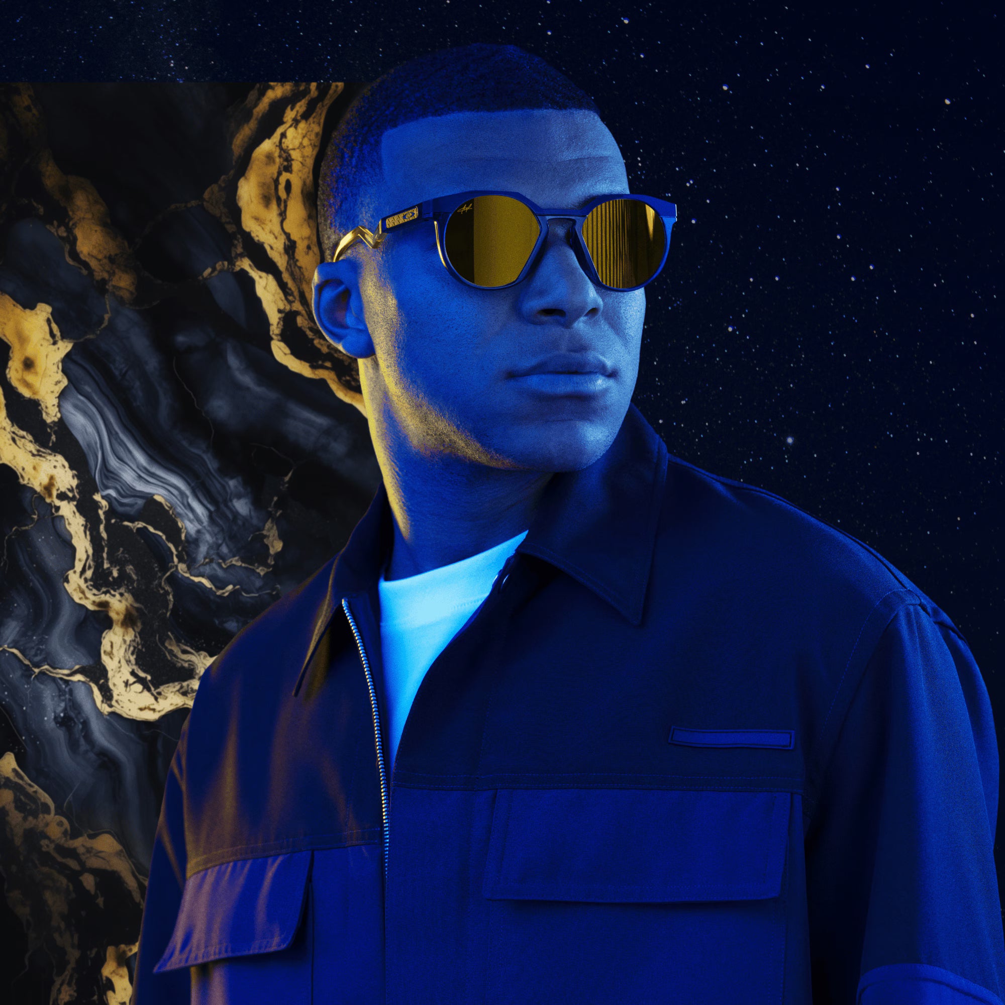 Anteojos Oakley Mbappé Signature Series HSTN Prizm 24K Polarized Lenses Navy/Transparent Blue Frame