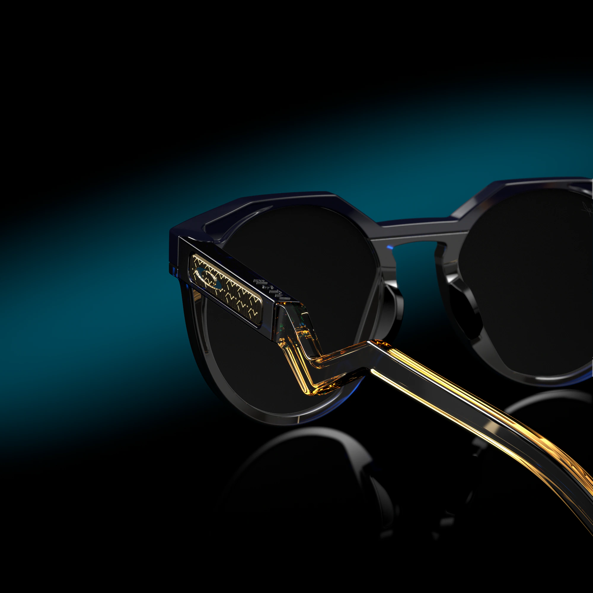 Anteojos Oakley Mbappé Signature Series HSTN Prizm 24K Polarized Lenses Navy/Transparent Blue Frame