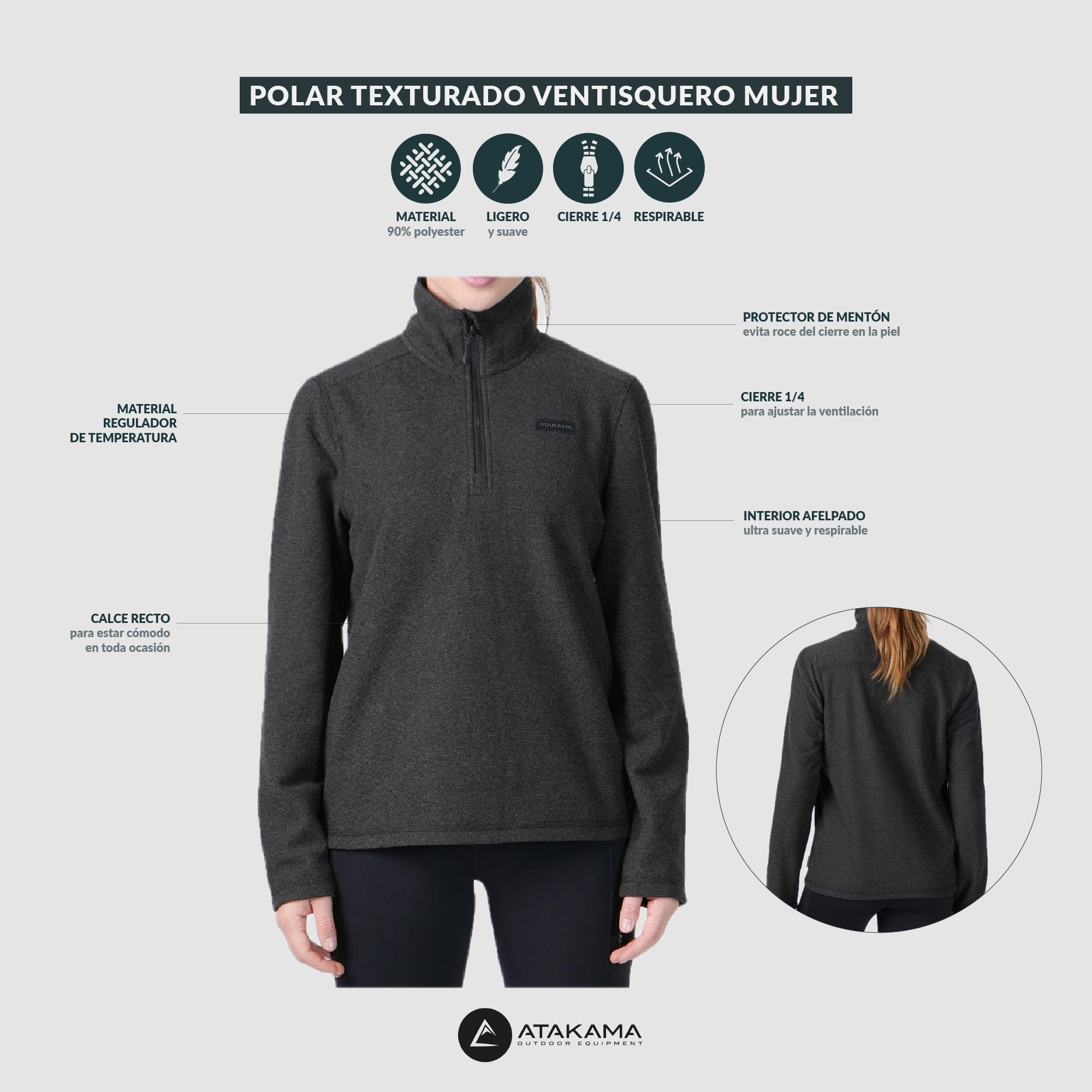 Polar Texturado Mujer Ventisquero Rosado - Atakama Outdoor