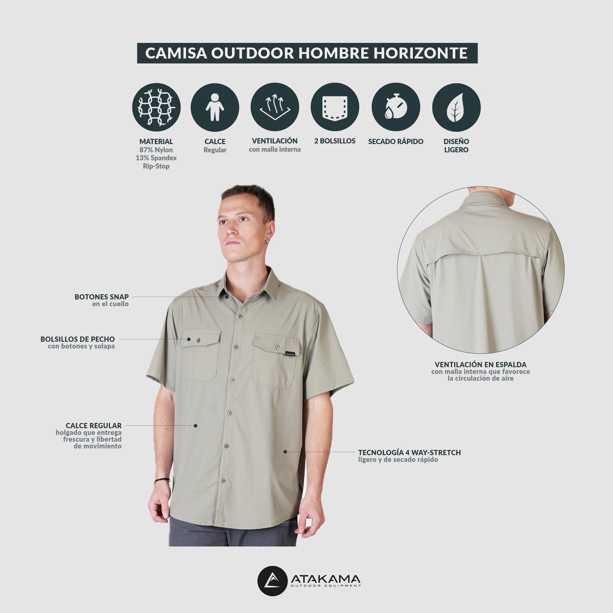 Camisa Outdoor Hombre Horizonte Verde