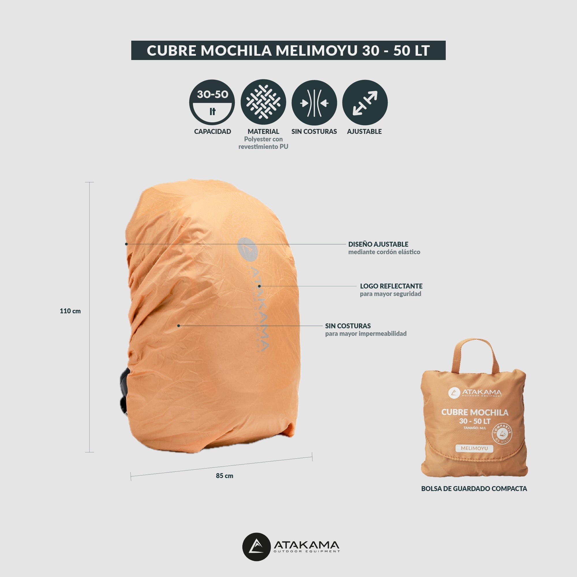 Cubre Mochila Melimoyu 30 - 50 lt M/L