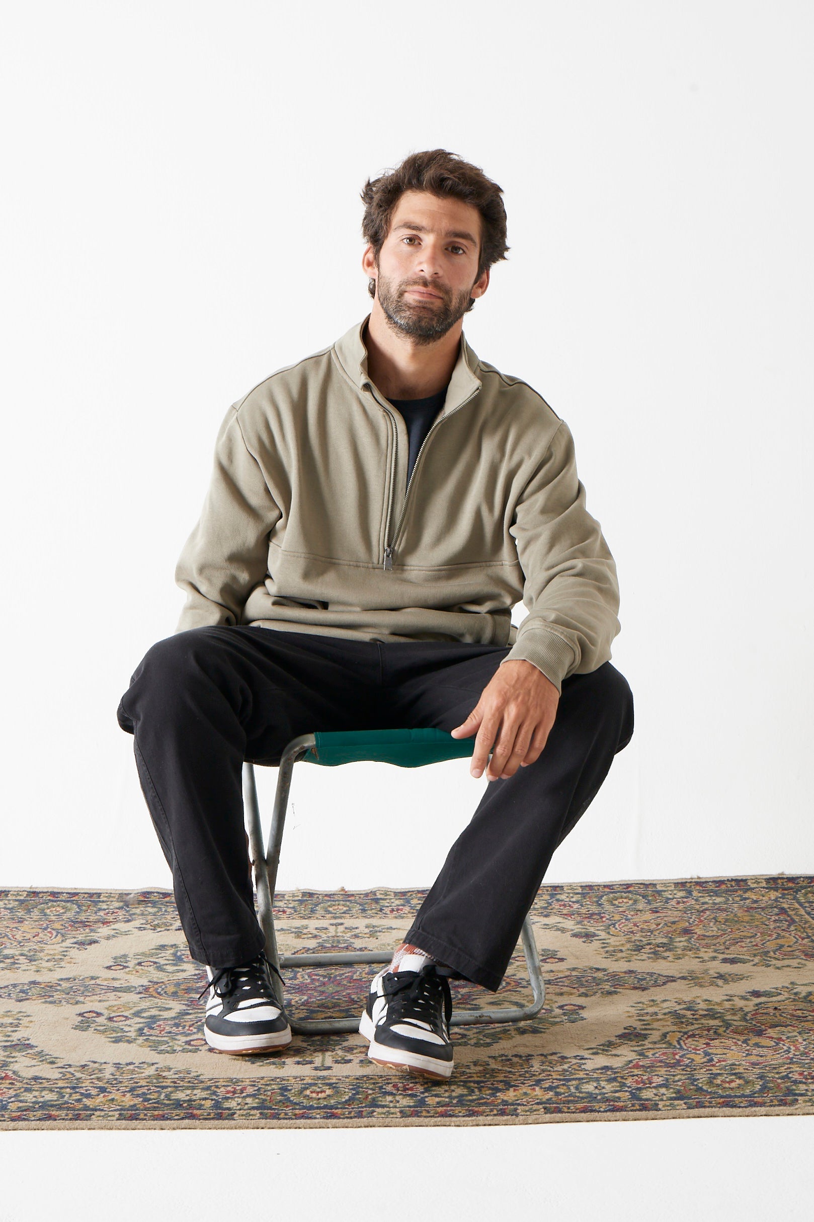 Polerón Verde Hombre Half Zip