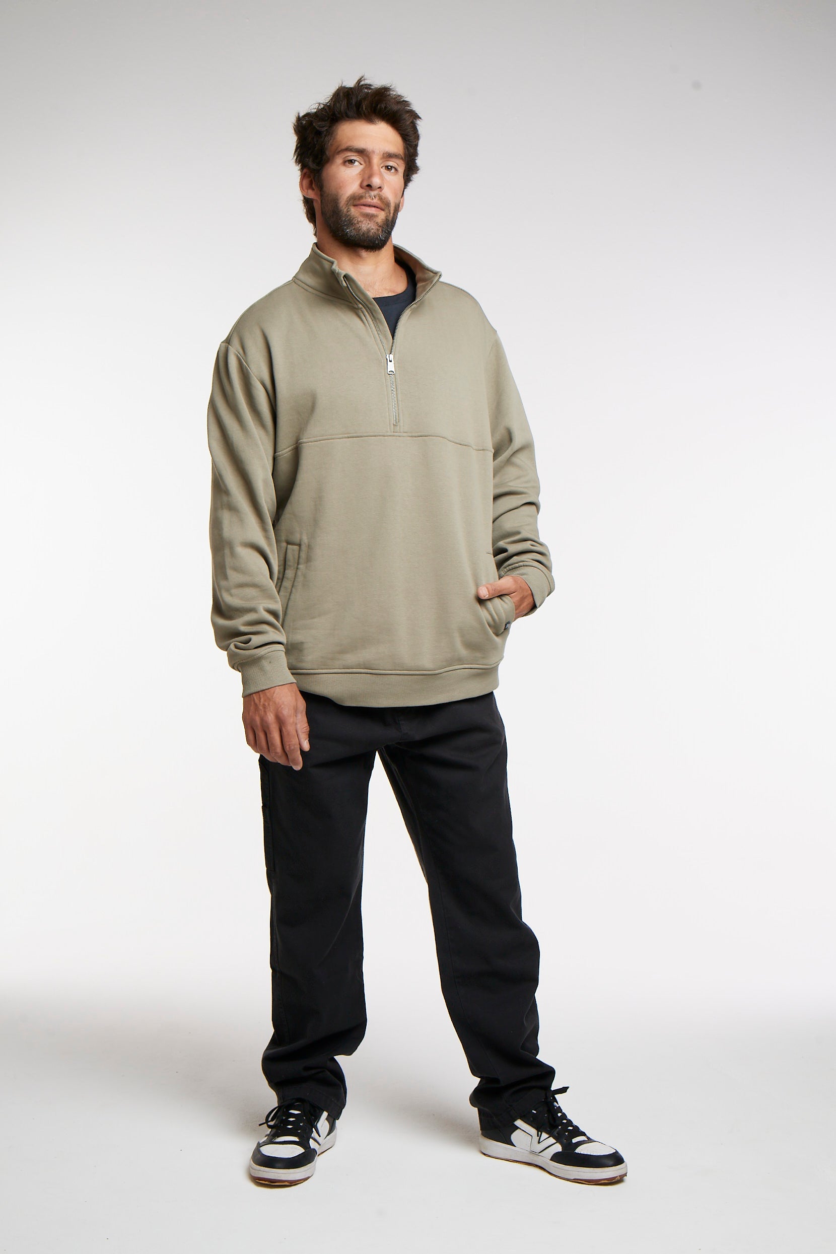 Polerón Verde Hombre Half Zip