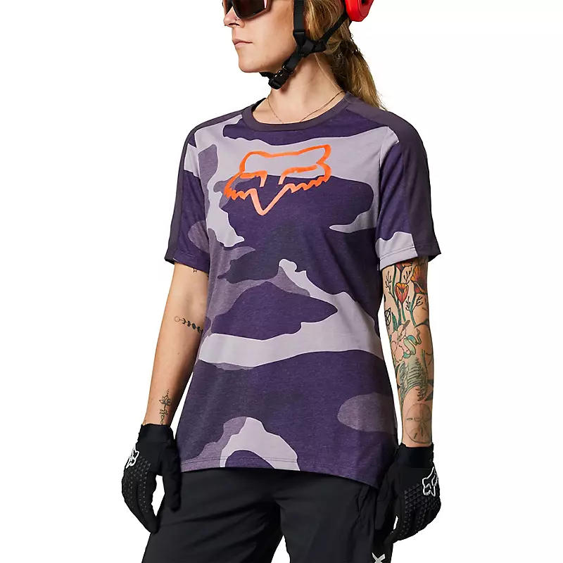 Polera Bicicleta Mujer Drirelease Camo Morado Fox