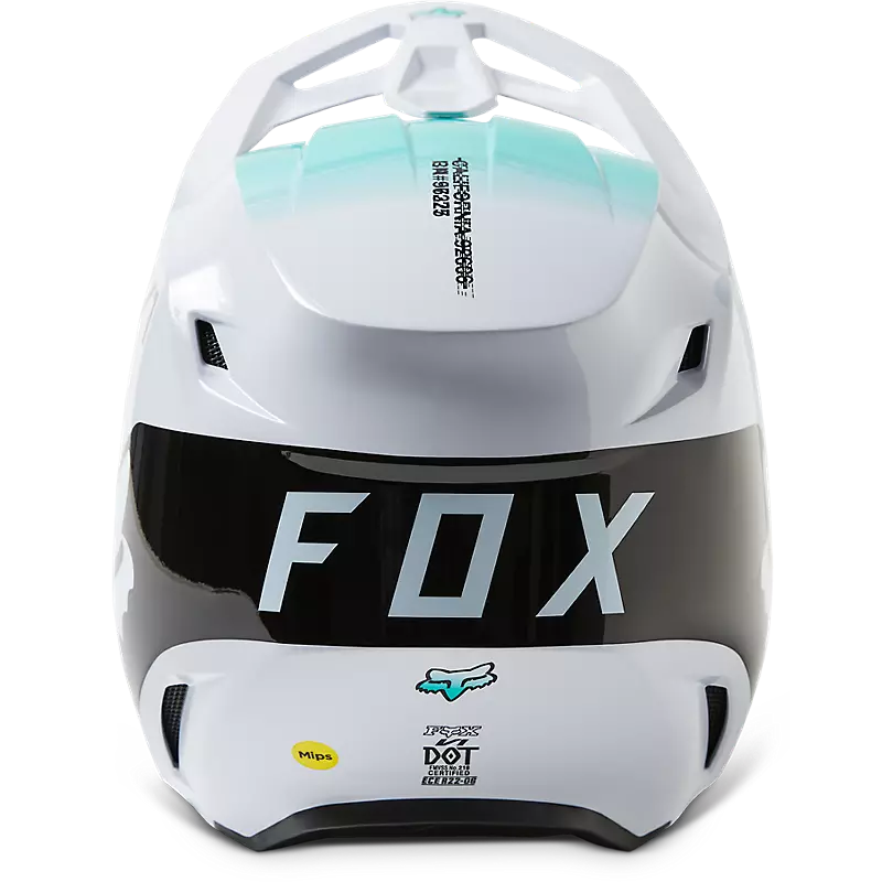 FOX Casco Moto V1 Toxsyk Blanco/Celeste - Rideshop