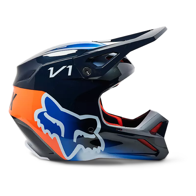 FOX Casco Moto V1 Toxsyk Azul/Naranjo - Rideshop