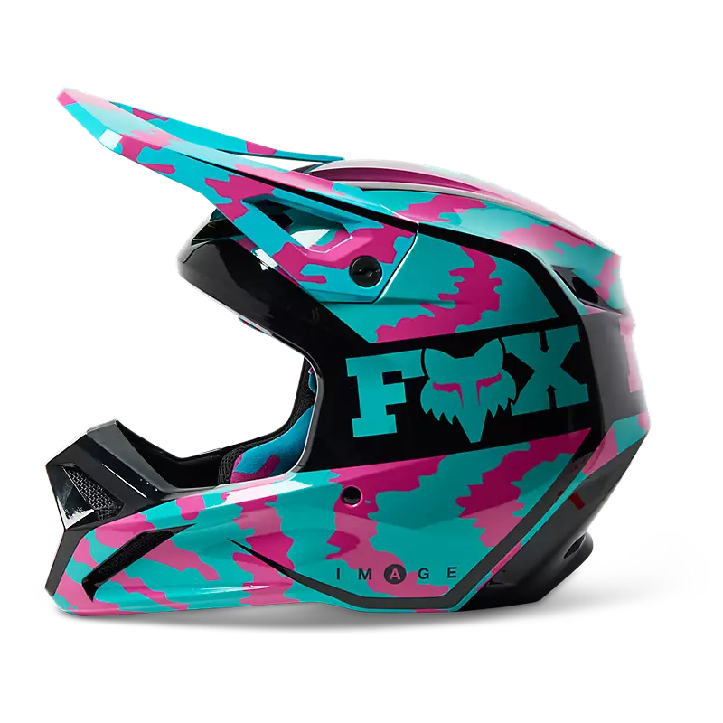 FOX Casco Moto V1 Nuklr Celeste/Rosado - Rideshop