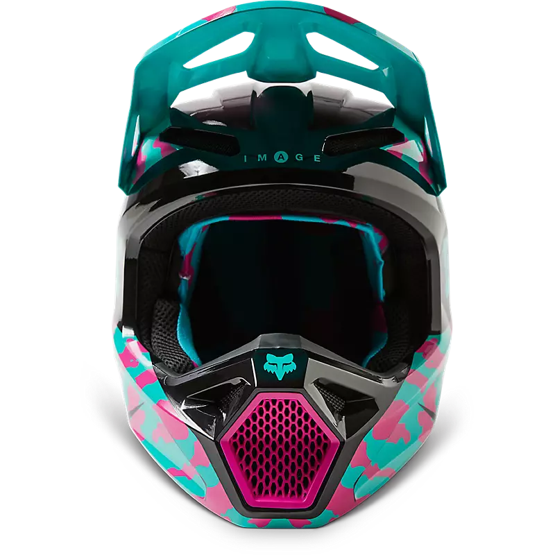 FOX Casco Moto V1 Nuklr Celeste/Rosado - Rideshop