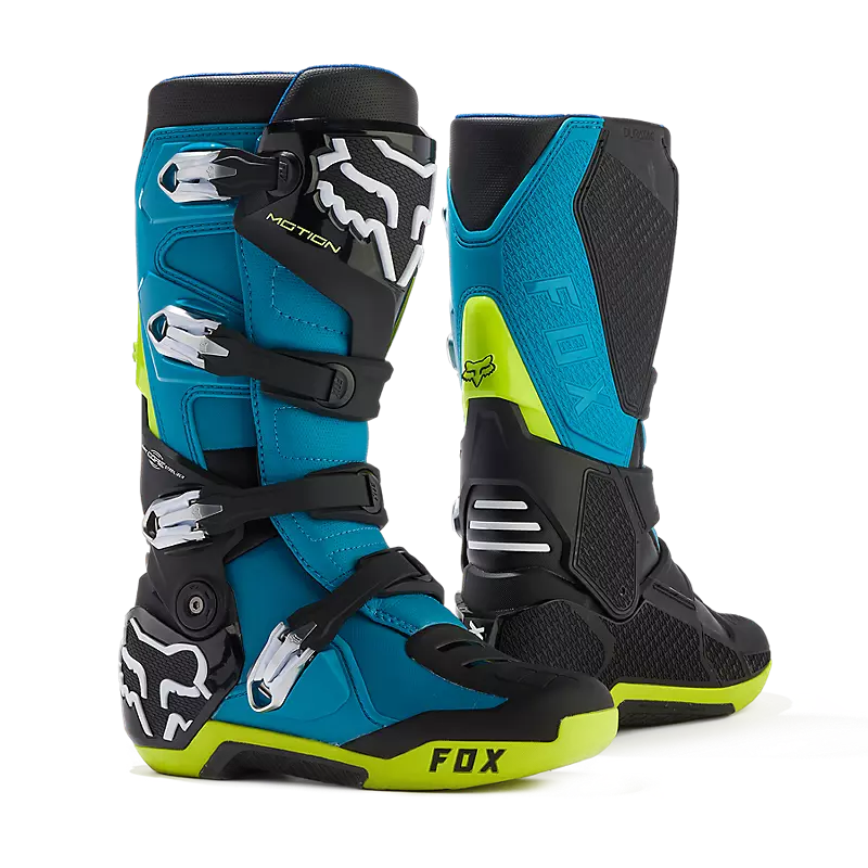 FOX Botas Moto Motion Celeste/Verde Limon - Rideshop