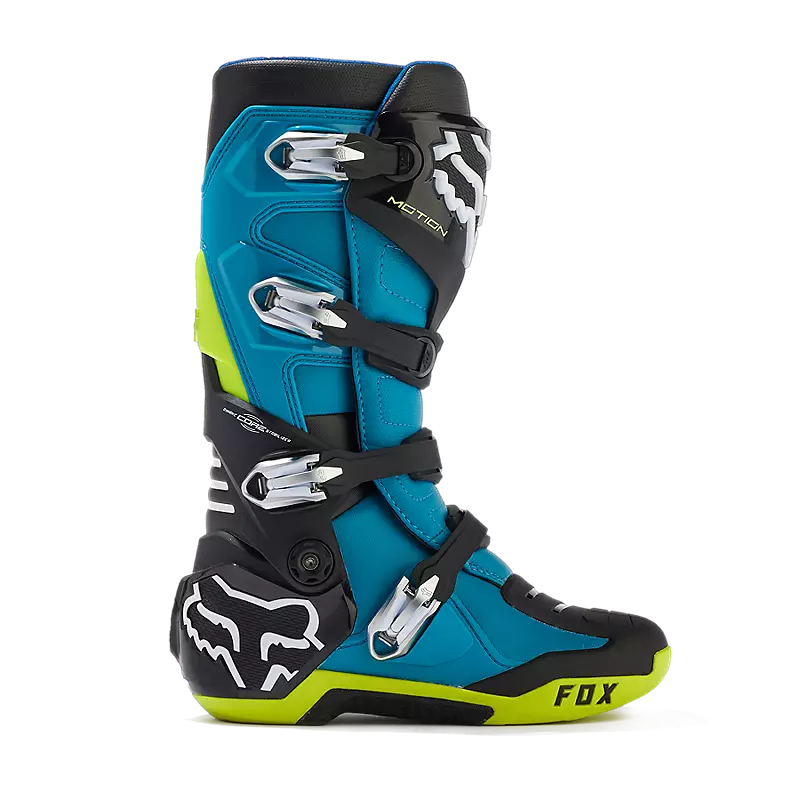 FOX Botas Moto Motion Celeste/Verde Limon - Rideshop