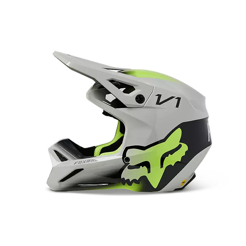 FOX Casco Moto Niño V1 Toxsyk Gris/Amarillo - Rideshop