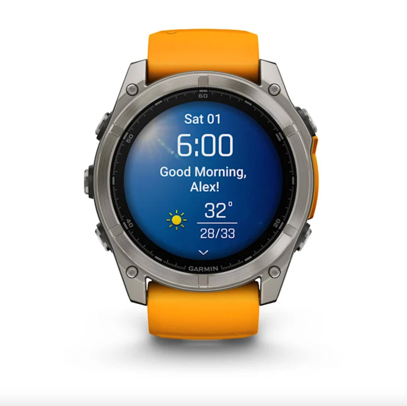 Smart Watch fēnix® 8 Garmin – 51mm Amoled Sapphire Spark Orange - Rideshop